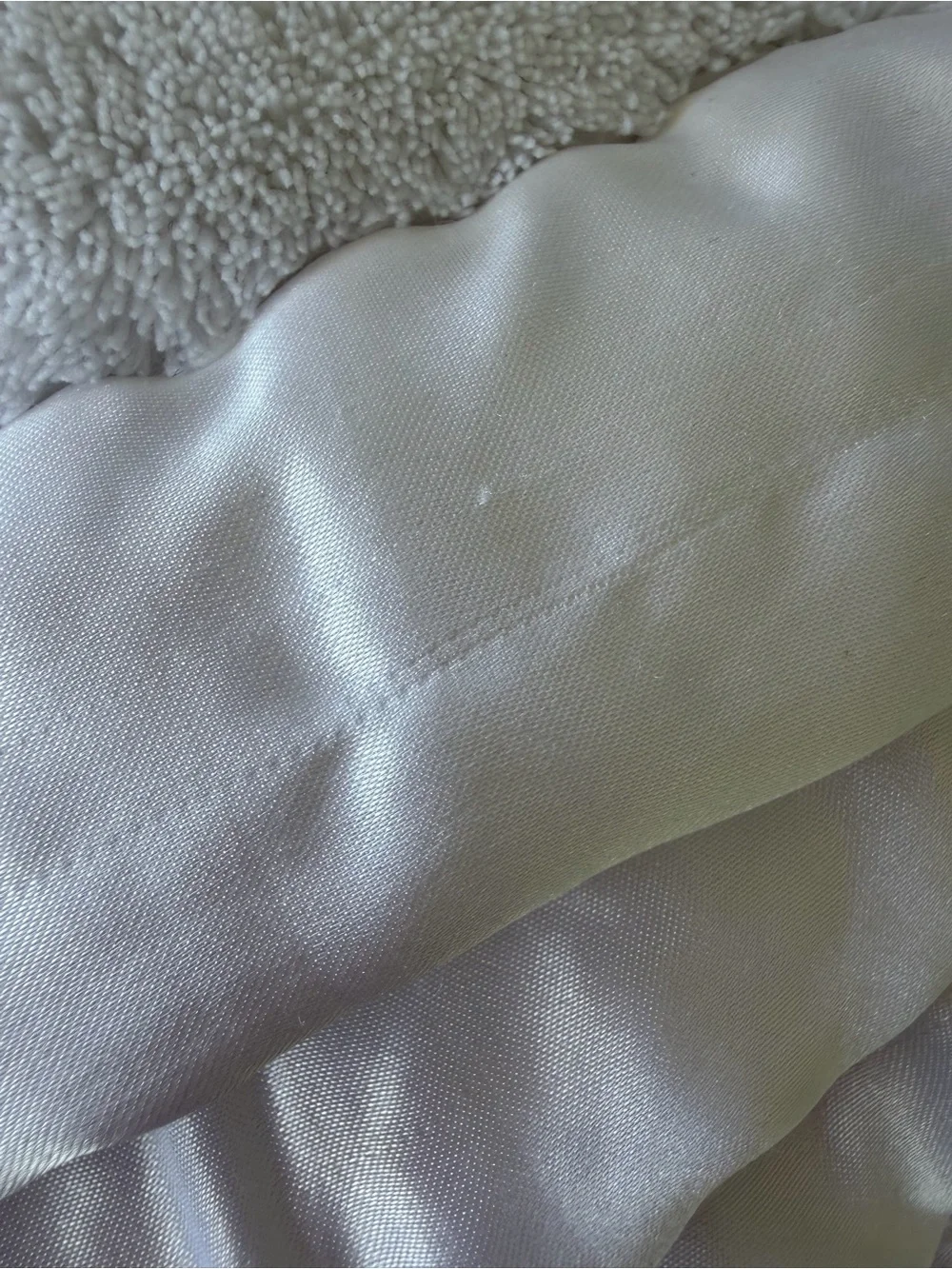 Simply Shabby Chic Satin Trim White Plush Blanket Rachel Ashwell Heavy F/Q GUC